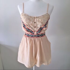 Gianni Bini Cream Rose Lace Romper